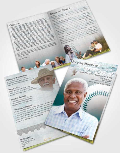 Bifold Order Of Service Obituary Template Brochure Loving Embrace Baseball Victory