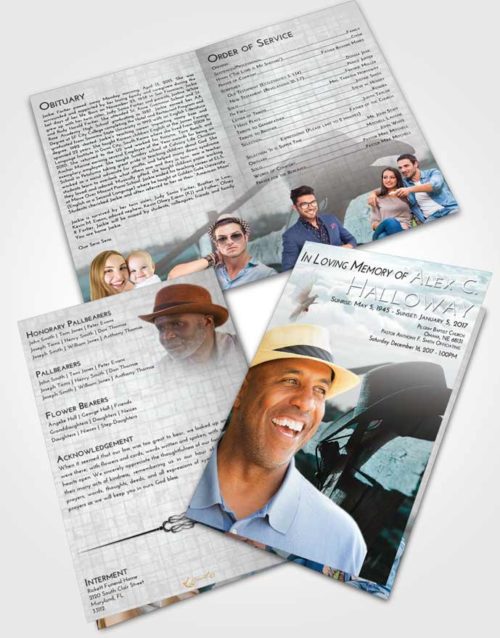 Bifold Order Of Service Obituary Template Brochure Loving Embrace Cowboy Honor