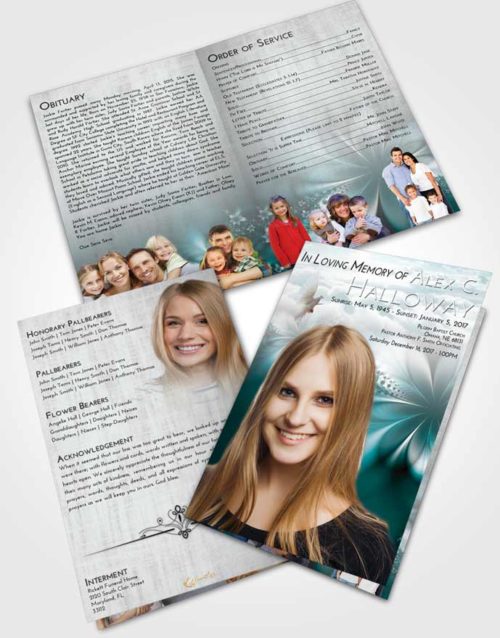 Bifold Order Of Service Obituary Template Brochure Loving Embrace Floral Lust