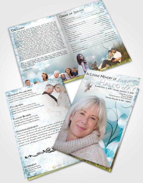 Bifold Order Of Service Obituary Template Brochure Loving Embrace Floral Peace
