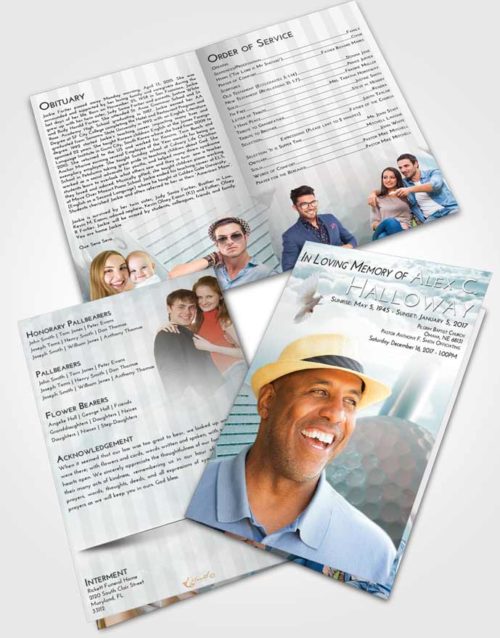 Bifold Order Of Service Obituary Template Brochure Loving Embrace Golf Day