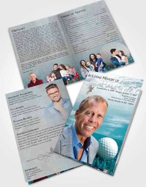 Bifold Order Of Service Obituary Template Brochure Loving Embrace Golf Serenity