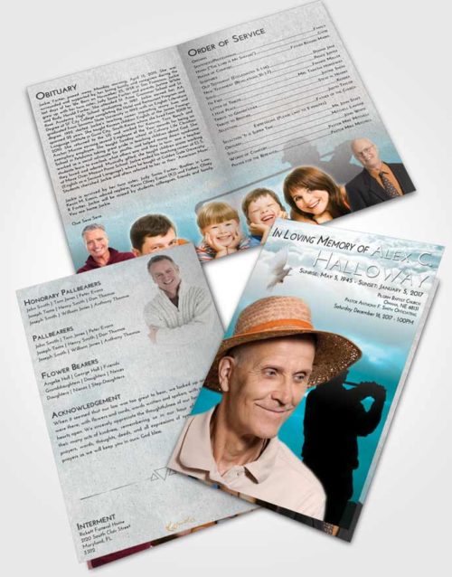 Bifold Order Of Service Obituary Template Brochure Loving Embrace Golfing Peace