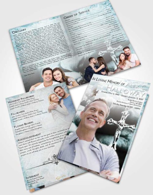 Bifold Order Of Service Obituary Template Brochure Loving Embrace Rosary Life