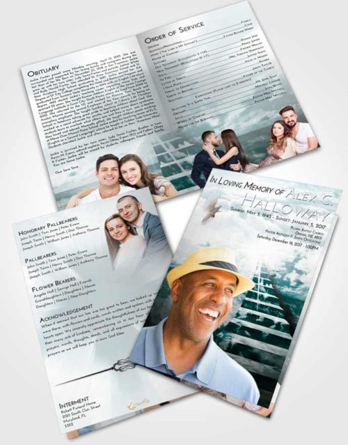 Bifold Order Of Service Obituary Template Brochure Loving Embrace Stairway for the Soul