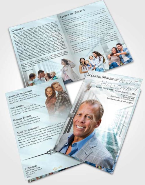 Bifold Order Of Service Obituary Template Brochure Loving Embrace Stairway to Faith