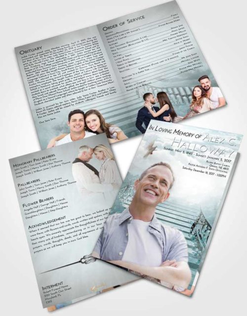 Bifold Order Of Service Obituary Template Brochure Loving Embrace Stairway to Freedom