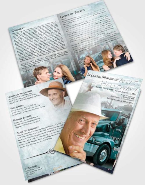 Bifold Order Of Service Obituary Template Brochure Loving Embrace Trucker Days