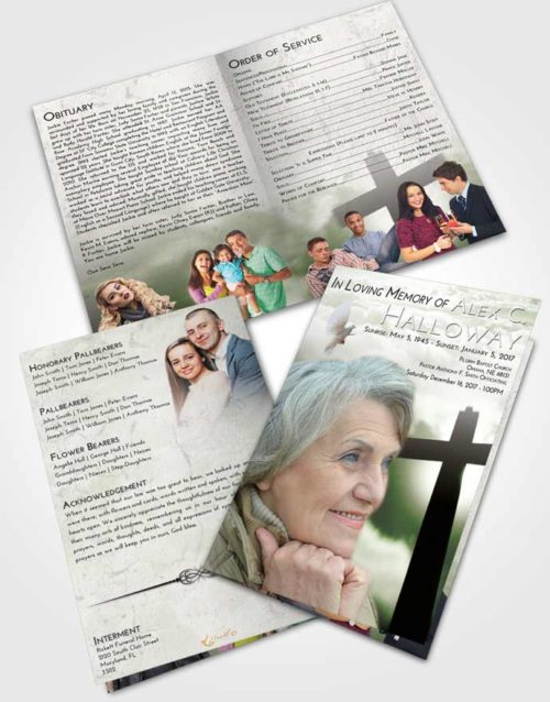 Bifold Order Of Service Obituary Template Brochure Loving Faith in the Cross