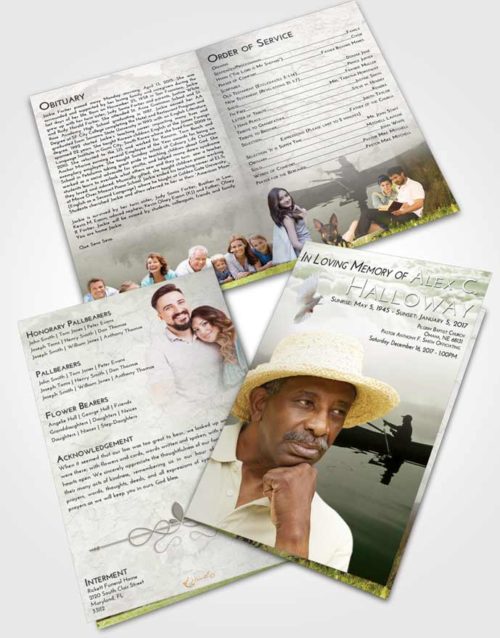 Bifold Order Of Service Obituary Template Brochure Loving Fish in the Water