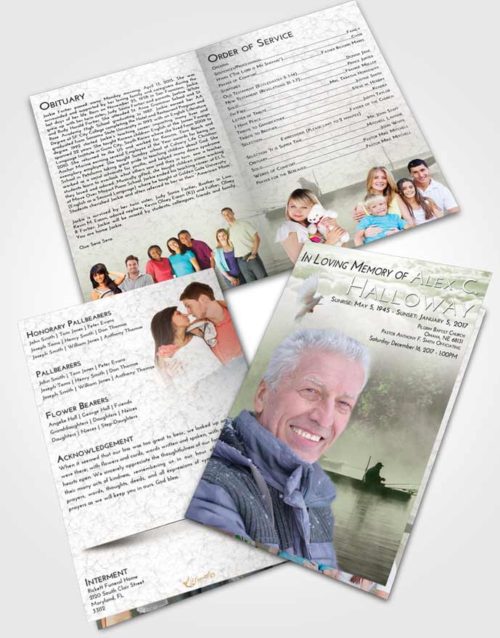 Bifold Order Of Service Obituary Template Brochure Loving Fishing Tranquility