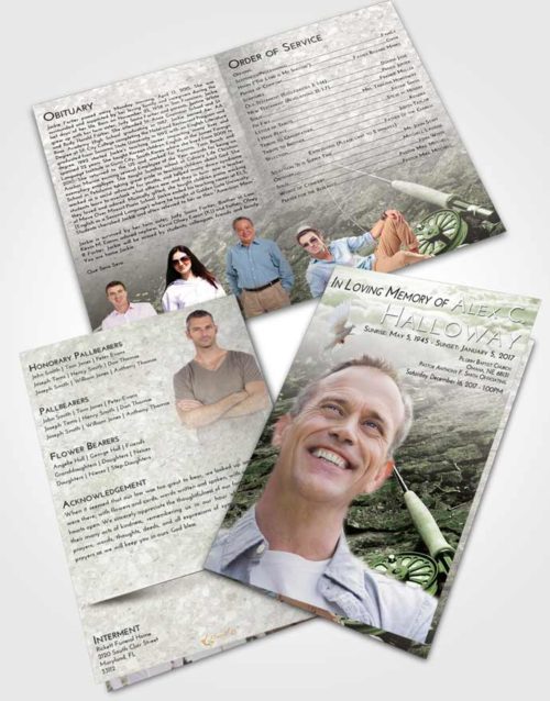 Bifold Order Of Service Obituary Template Brochure Loving Fishing on the Rocks
