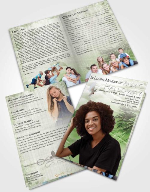 Bifold Order Of Service Obituary Template Brochure Loving Floral Style