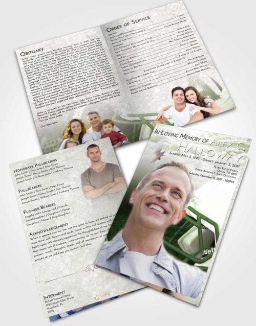 Bifold Order Of Service Obituary Template Brochure Loving Football Party