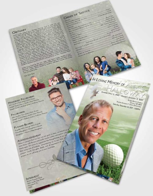 Bifold Order Of Service Obituary Template Brochure Loving Golf Serenity