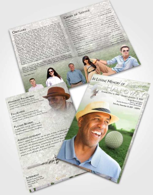 Bifold Order Of Service Obituary Template Brochure Loving Golfing Honor