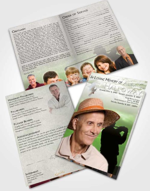 Bifold Order Of Service Obituary Template Brochure Loving Golfing Peace