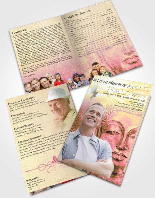 Bifold Order Of Service Obituary Template Brochure Loving Mix Buddha Praise