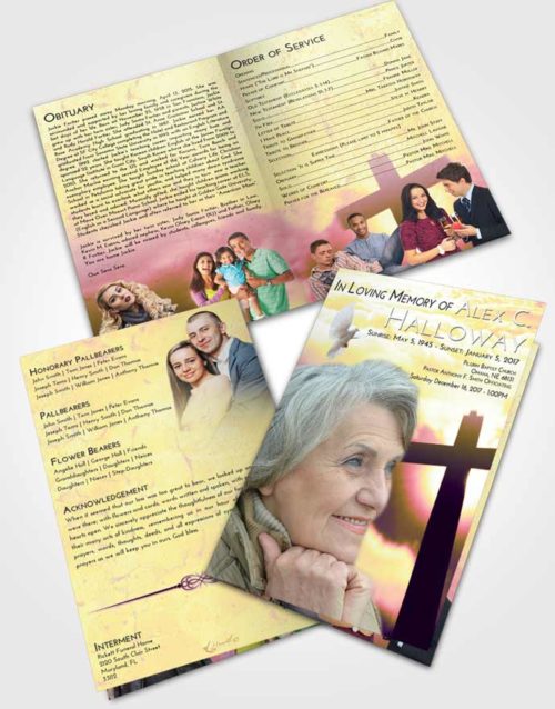 Bifold Order Of Service Obituary Template Brochure Loving Mix Faith in the Cross