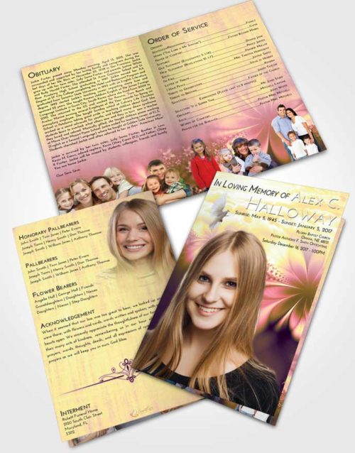Bifold Order Of Service Obituary Template Brochure Loving Mix Floral Lust
