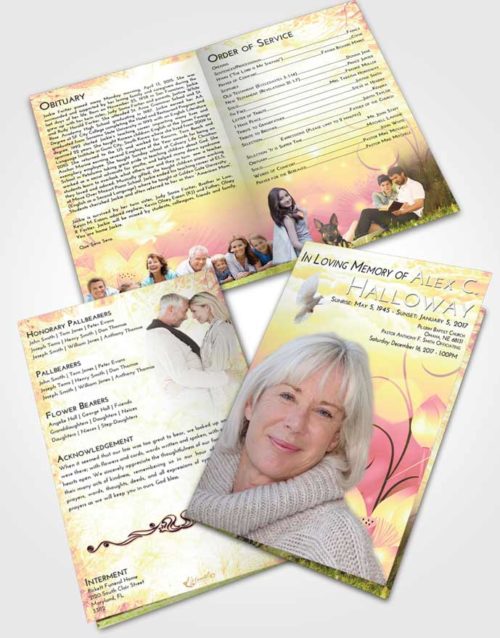 Bifold Order Of Service Obituary Template Brochure Loving Mix Floral Peace