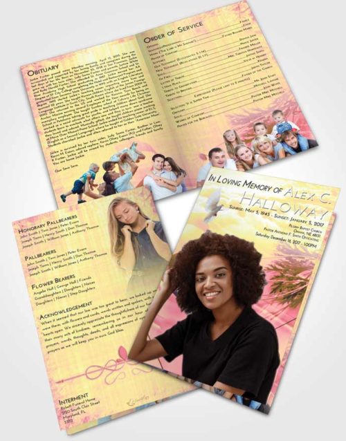 Bifold Order Of Service Obituary Template Brochure Loving Mix Floral Style