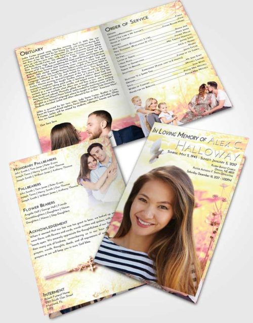 Bifold Order Of Service Obituary Template Brochure Loving Mix Floral Whispers