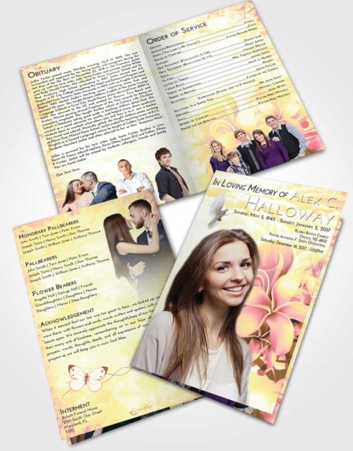 Bifold Order Of Service Obituary Template Brochure Loving Mix Floral Wish