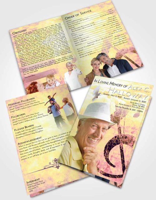 Bifold Order Of Service Obituary Template Brochure Loving Mix Harmonica