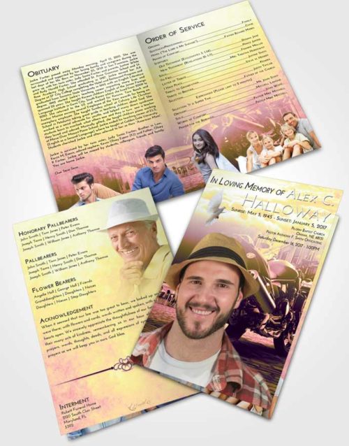 Bifold Order Of Service Obituary Template Brochure Loving Mix Motorcycle Dreams