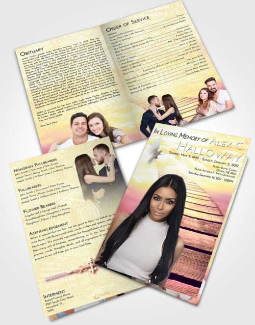 Bifold Order Of Service Obituary Template Brochure Loving Mix Stairway to Life