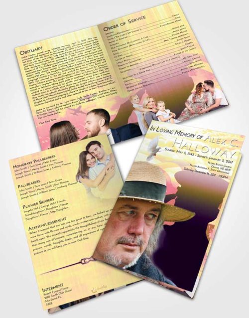 Bifold Order Of Service Obituary Template Brochure Loving Mix Veterans Sacrifice