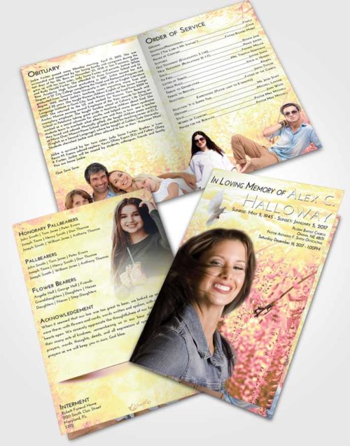 Bifold Order Of Service Obituary Template Brochure Loving Mix Whispering Flowers