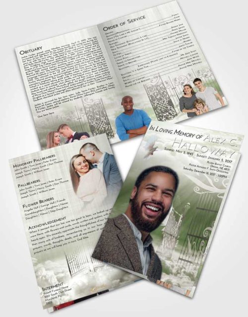 Bifold Order Of Service Obituary Template Brochure Loving Precious Gates to Heaven