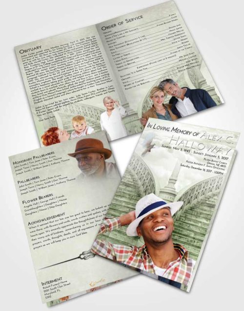 Bifold Order Of Service Obituary Template Brochure Loving Stairway of Love
