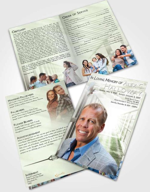 Bifold Order Of Service Obituary Template Brochure Loving Stairway to Faith