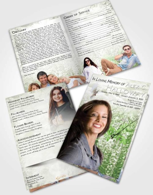 Bifold Order Of Service Obituary Template Brochure Loving Whispering Flowers