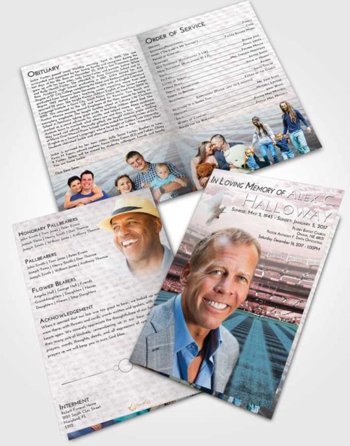 Bifold Order Of Service Obituary Template Brochure Morning Baseball Serenity