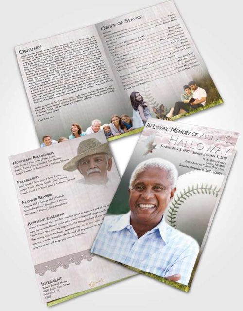 Bifold Order Of Service Obituary Template Brochure Morning Baseball Victory