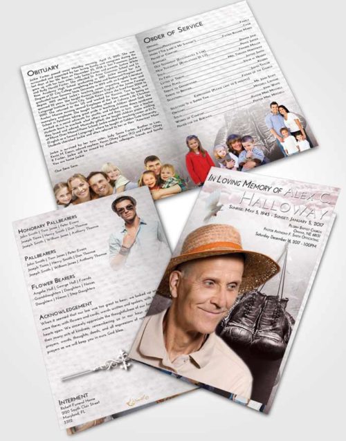 Bifold Order Of Service Obituary Template Brochure Morning Boxing Victory
