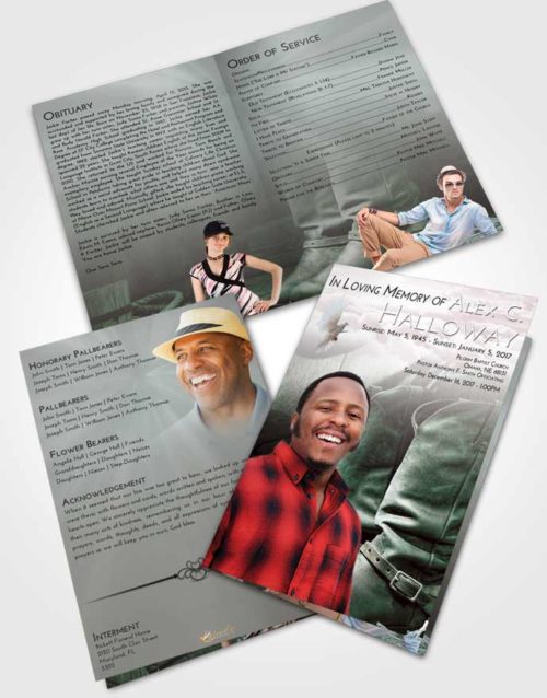 Bifold Order Of Service Obituary Template Brochure Morning Cowboy Love