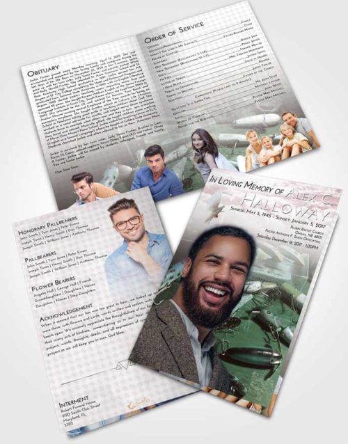 Bifold Order Of Service Obituary Template Brochure Morning Fishing Honor
