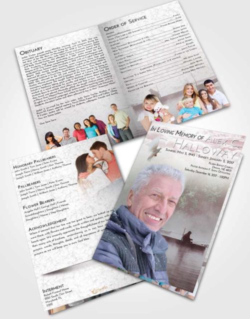 Bifold Order Of Service Obituary Template Brochure Morning Fishing Tranquility