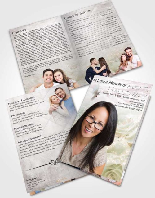 Bifold Order Of Service Obituary Template Brochure Morning Floral Relaxation