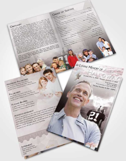 Bifold Order Of Service Obituary Template Brochure Morning Football Victory