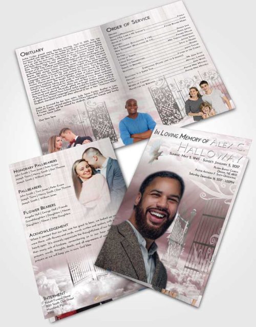 Bifold Order Of Service Obituary Template Brochure Morning Precious Gates to Heaven