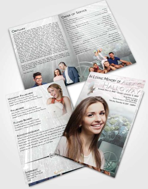 Bifold Order Of Service Obituary Template Brochure Morning Rose Love