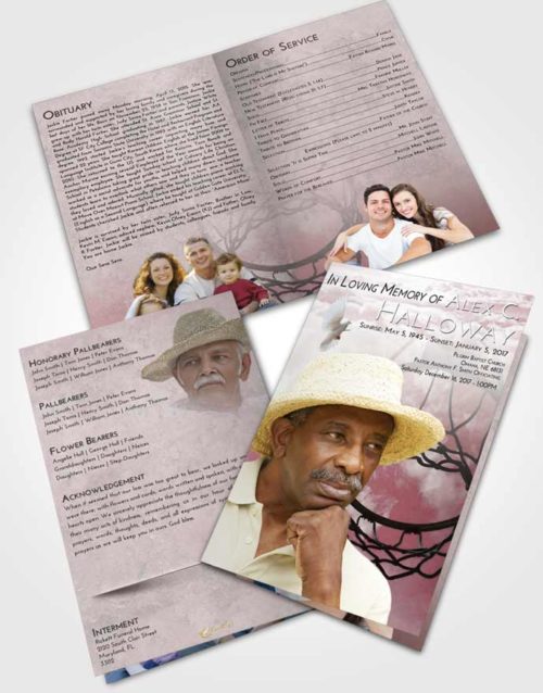 Bifold Order Of Service Obituary Template Brochure Morning Sky Ball