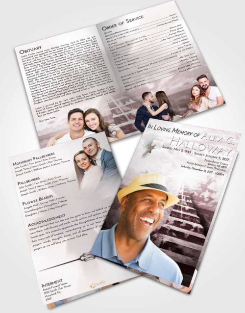 Bifold Order Of Service Obituary Template Brochure Morning Stairway for the Soul