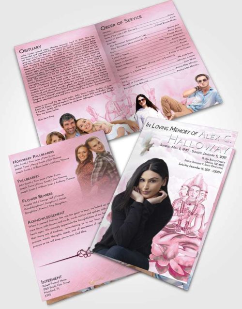 Bifold Order Of Service Obituary Template Brochure Pink Faith Brahma Surprise